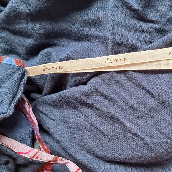 100% Silk Ella Moss Navy and Fuchsia Patterned Maxi Dress - Picture 5 of 7